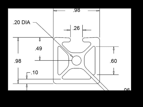 1.0" x 1.0" Mono-Slotted Aluminum Extrusion