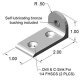 1" Living L-Pivot Arm dimensions