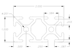 1.0" x 2.0" Smooth T-Slotted Aluminum Extrusion