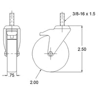 2" Threaded Stem Caster w/ Brake