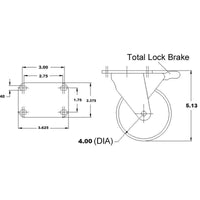 4" Swivel Caster w/ Brake