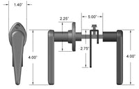 Chrome Locking Double Door Handle dimensions