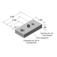 1.5" X 3.0" Floor Anchoring Base Plate