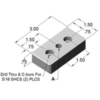 1.5" X 3.0" Base Plate 'A' Tap Thru = 7/16-14