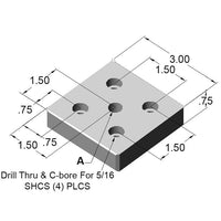 3.0" x 3.0" Base Plate 'A' Tap Thru = 1/2-13