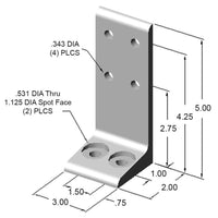 15FF5816 3" Floor Mount Foot dimensions
