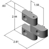 Nylatron Heavy Duty Hinge dimensions