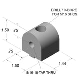 15HI8812 1.5" Living Pivot Nub dimensions