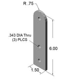 15HI8852 6" Fixed Pivot Arm dimensions