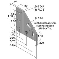 90° Left-Hand Pivot Bracket dimensions