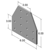 15JP4520 12 Hole Tee Joining Plate dimensions