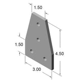 15JP4527 4 Hole Tee Joining Plate dimensions