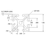 1.5" x 1.5" Lite Smooth T-Slotted Aluminum Extrusion