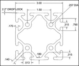 3.0" x 3.0" Smooth T-Slotted Aluminum Extrusion