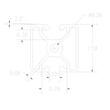 1.5" x 1.5" Lite Smooth Bi-Slot Aluminum Extrusion