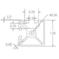 1.5" x 1.5" Lite Smooth Bi-Slot Aluminum Extrusion