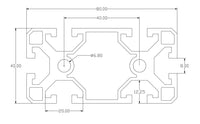 40mm x 80mm Smooth Lite T-Slotted Aluminum Extrusion